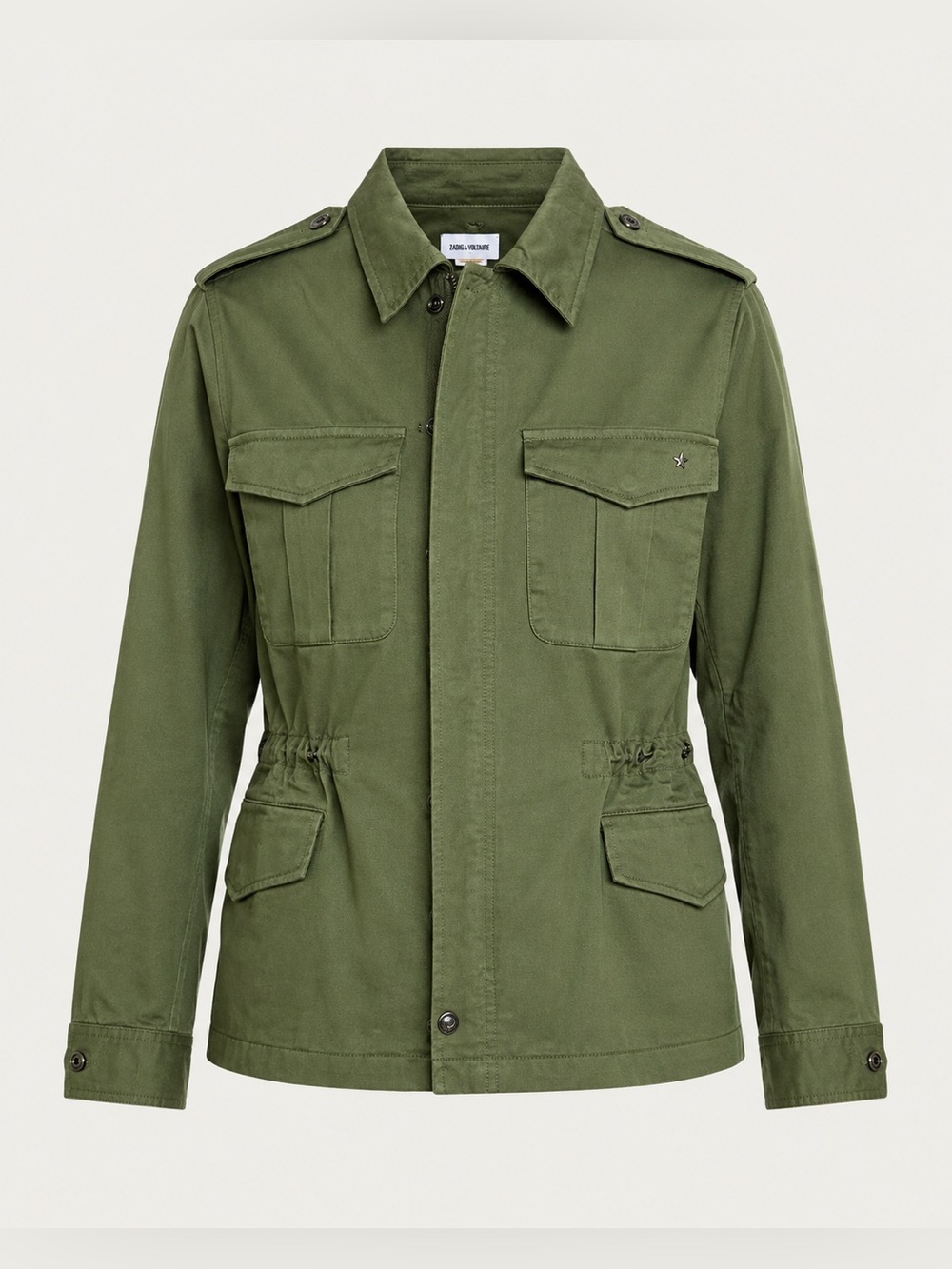 Zadig & Voltaire Kayak Amour Khaki Green Military Utility Jacket Size L NWT